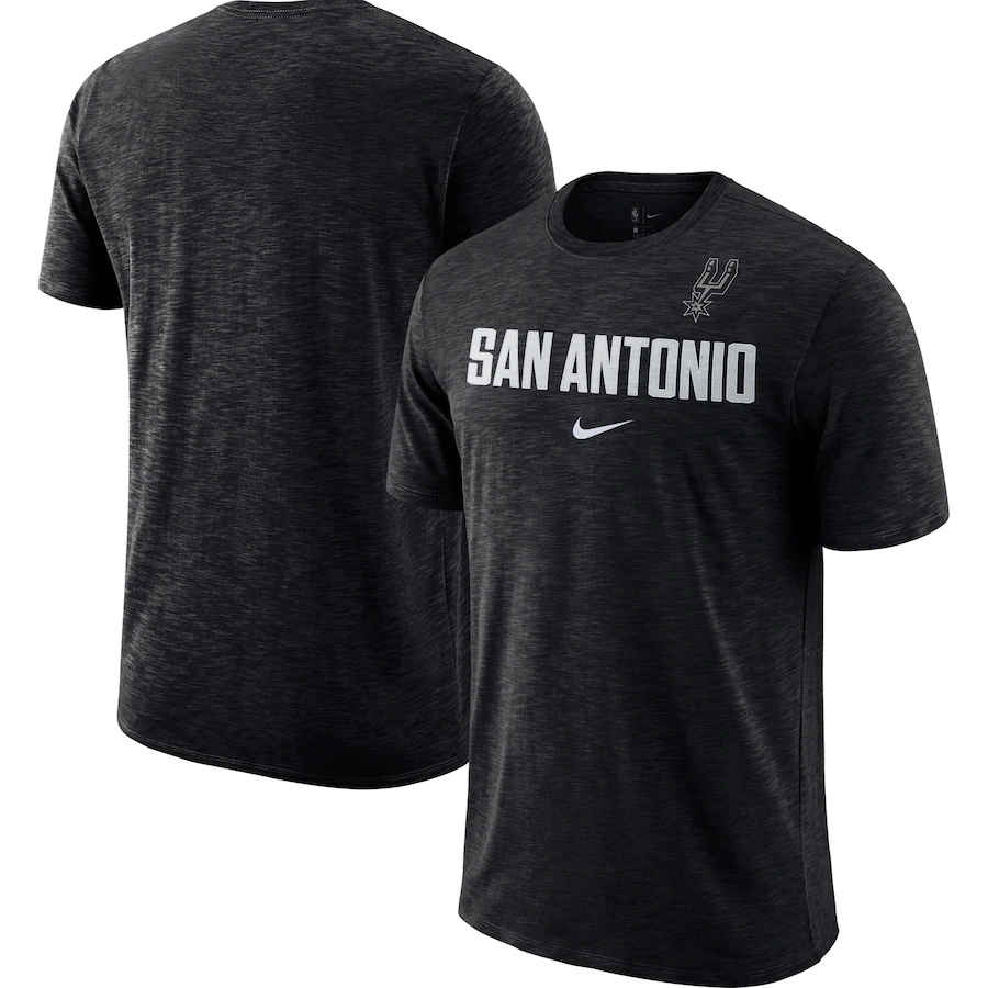2020 NBA Men Nike San Antonio Spurs Heathered Black Essential Facility Slub Performance TShirt